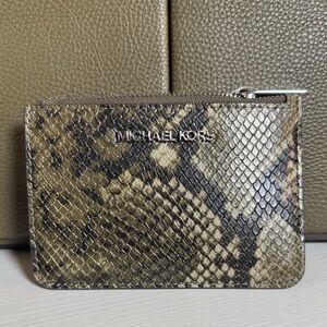 Michael Kors Olive and Tan Snakeskin Card Holder